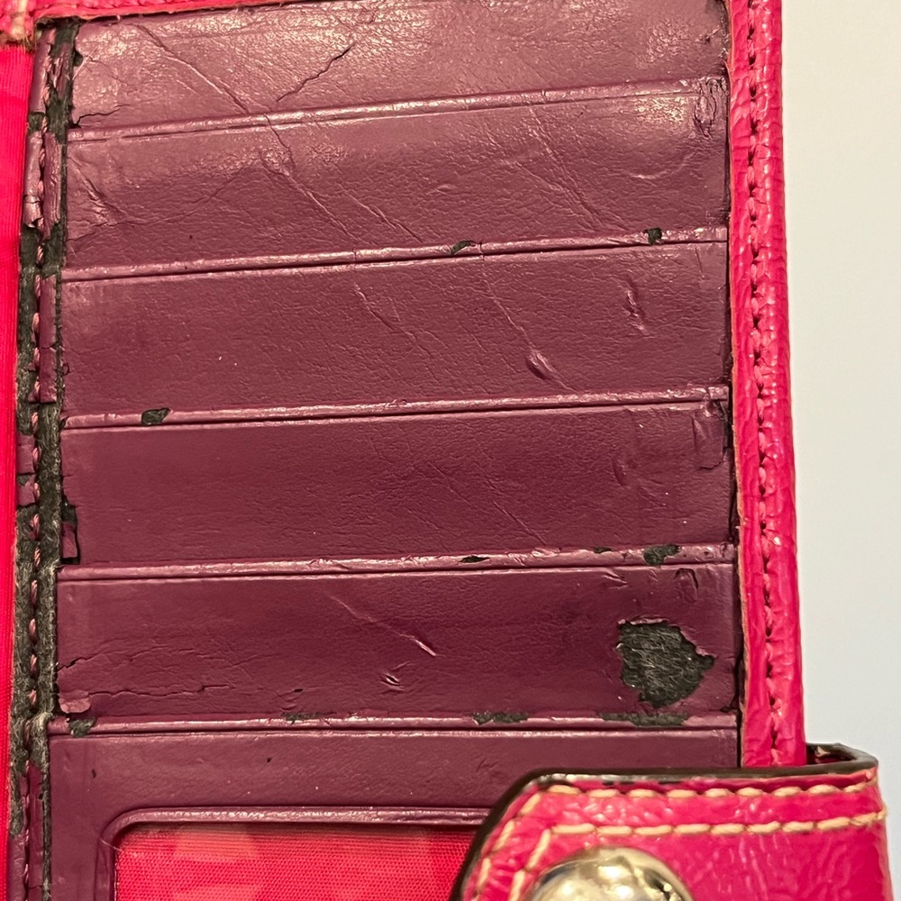 Coach Watermelon Signature Checkbook Wallet Pink Trim Fruit Applique Y2K Rare - Picture 16 of 16